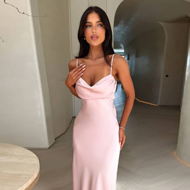 Damen Elegantes Maxikleid mit raffiniertem Cowl-Ausschnitt R&B