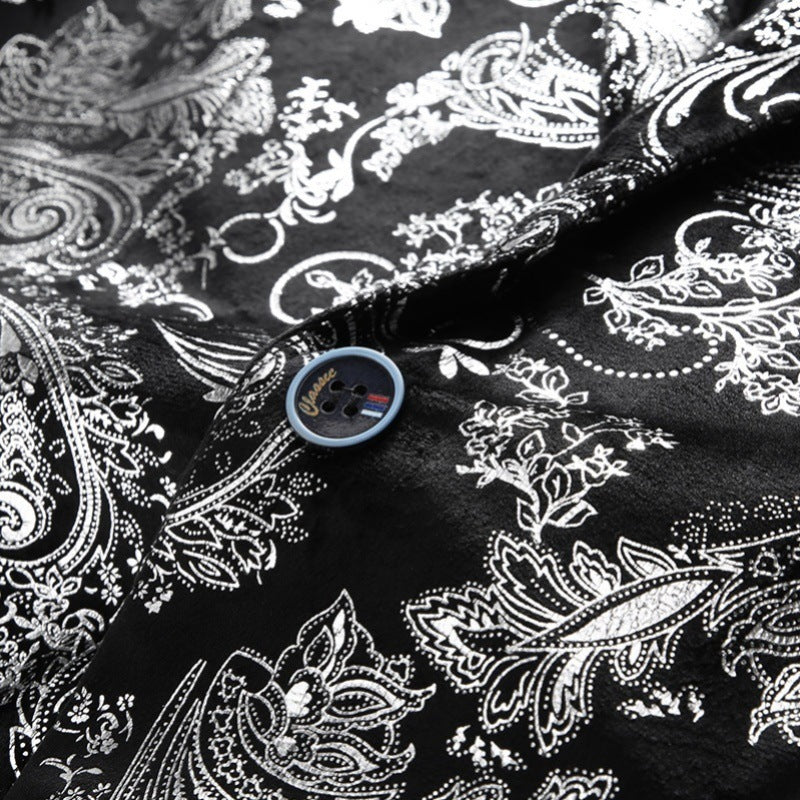 Herren nan ornamentaler Smokingblazer mit Schalkragen, Slim-Fit und edlem Paisley-Druck R&B