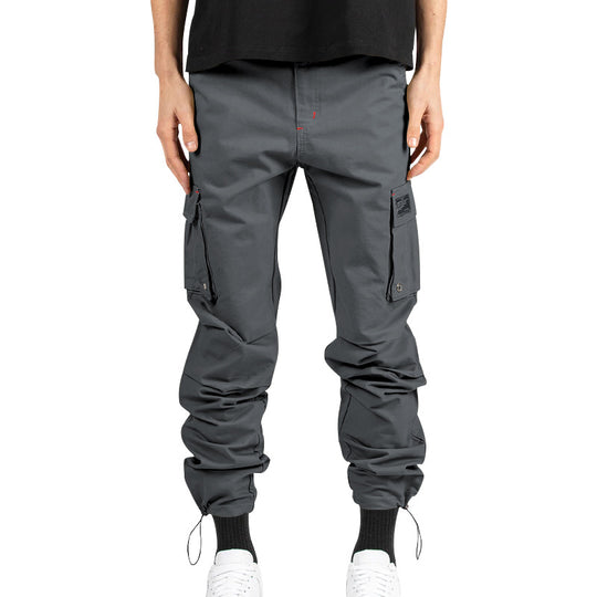 Herren nan Multitaschen-Freizeithose aus Baumwoll-Twill mit konischem Bein und verstellbarem Knöchelzug R&B