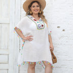 Damen Strandtunika mit fransigen Details R&B