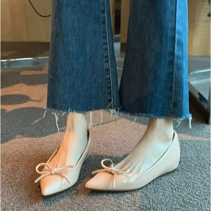 Damen elegante Ballerinas mit stilvoller Schleifenverzierung R&B