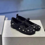 Damen Ballerinas mit floralem Glitzer-Akzent und verstellbarem Riemendesign R&B