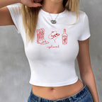 Damen Crop-T-Shirt mit kreativem Cowboy-Design R&B