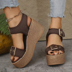 Damen Sportliche Plateau-Sandalen mit verstellbaren Riemen R&B