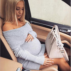 Damen Off-Shoulder Strickkleid mit langen Ärmeln R&B