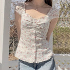 Damen Blusenshirt mit floralem Design und Rüschendetails R&B