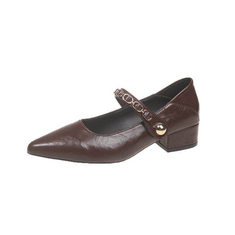 Damen elegante Mary Jane Pumps mit modischer Kettenverzierung R&B