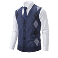 Herren elegante Strickweste mit modernem Rautenmuster und praktischen Taschen