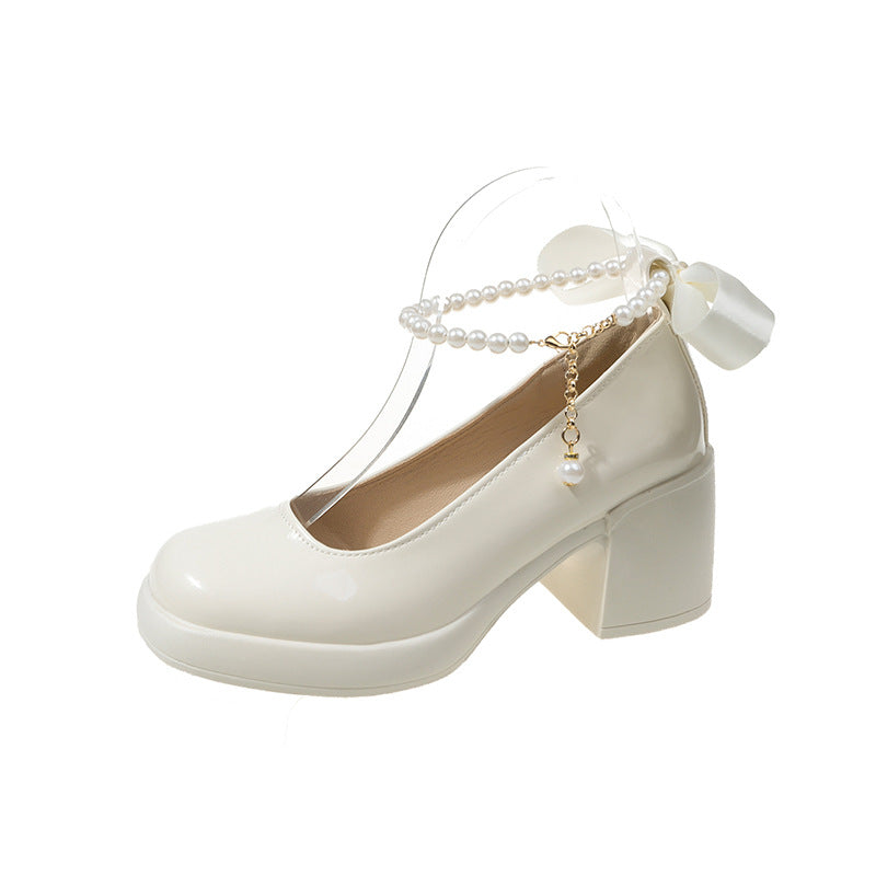 Damen Elegante Plateau-Pumps mit Perlen- und Schleifenverzierung R&B