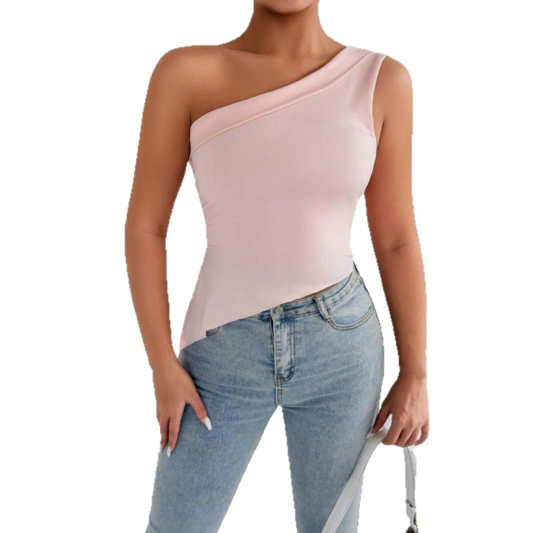 Damen Elegantes asymmetrisches Top mit einem Schulterdesign R&B