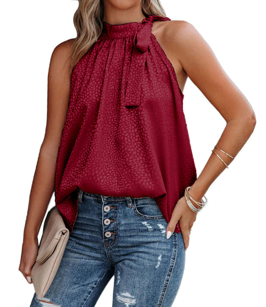 Damen Chiffon Top mit dekorativem Krawattenausschnitt R&B