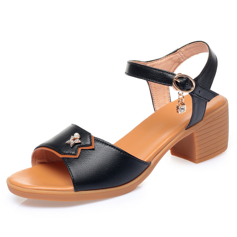 Damen Blockabsatz Sandalen mit modischem Schmuckdetail und bequemem Riemen R&B