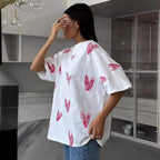 Damen lässiges T-Shirt mit Herzmotiv R&B