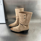 Damen Elegante Stiefel aus hochwertigem Wildleder mit modischem Schnallenverschluss R&B