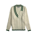 Damen Strickpullover mit V-Ausschnitt und Zopfmuster R&B