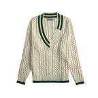 Damen Strickpullover mit V-Ausschnitt und Zopfmuster R&B