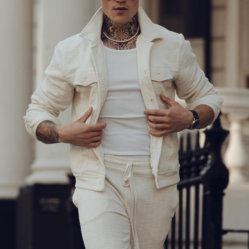 R&B | Set mit Blazer Taillierte Passform Strukturiertes Baumwollmaterial Zugbund