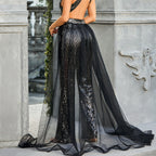 Damen Funkelnder Pailletten-Jumpsuit mit transparentem Überrock R&B