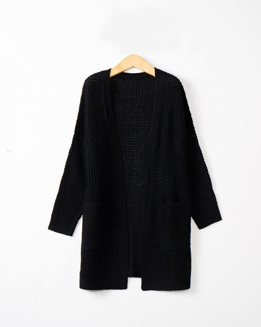 Damen lässiger Strickcardigan mit Taschen und offenem Schnitt R&B