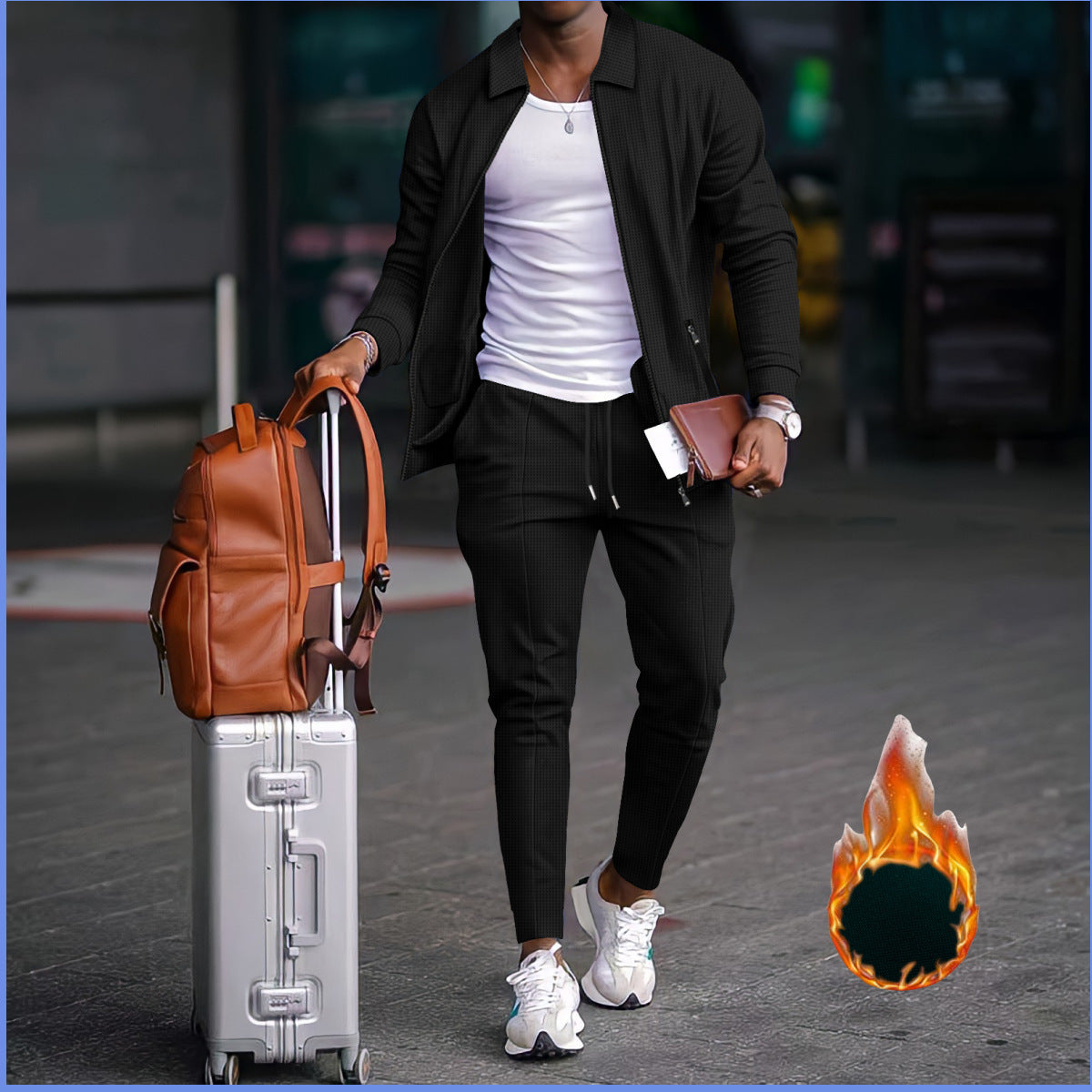 Herren modische Reisedaunenjacke mit funktionalen Taschen und elastischem Bund R&B