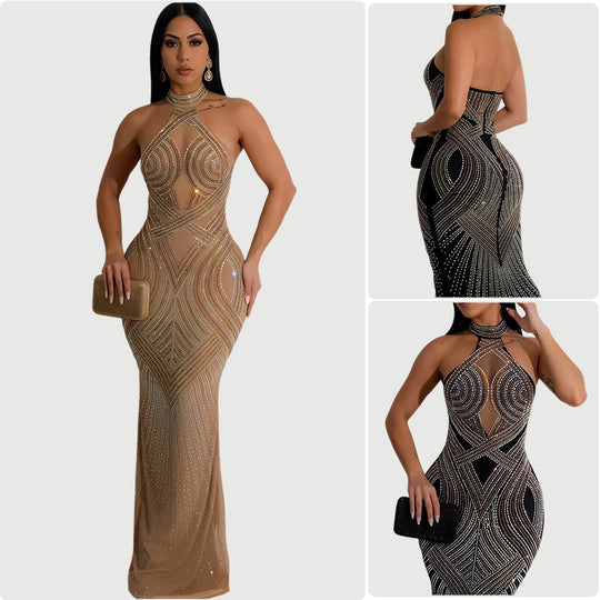 Damen Abendkleid mit funkelndem Paillettendesign und figurbetonender Silhouette R&B