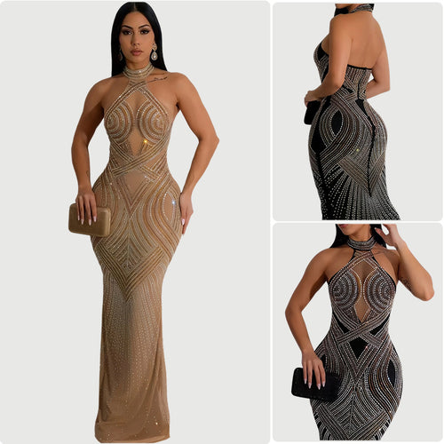 Damen Abendkleid mit funkelndem Paillettendesign und figurbetonender Silhouette R&B