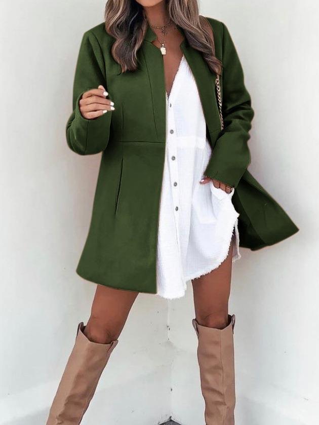 Damen Modische Übergangsjacke mit schlichten Linien und praktischen Taschen R&B