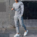 Herren nan athletisches Longsleeve- und Nahtdetail-Jogginghose-Set mit schlanker Passform R&B