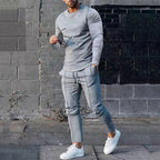 Herren nan athletisches Longsleeve- und Nahtdetail-Jogginghose-Set mit schlanker Passform R&B