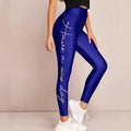 Damen Sportleggings mit inspirierendem Schriftzug und hohem Bund