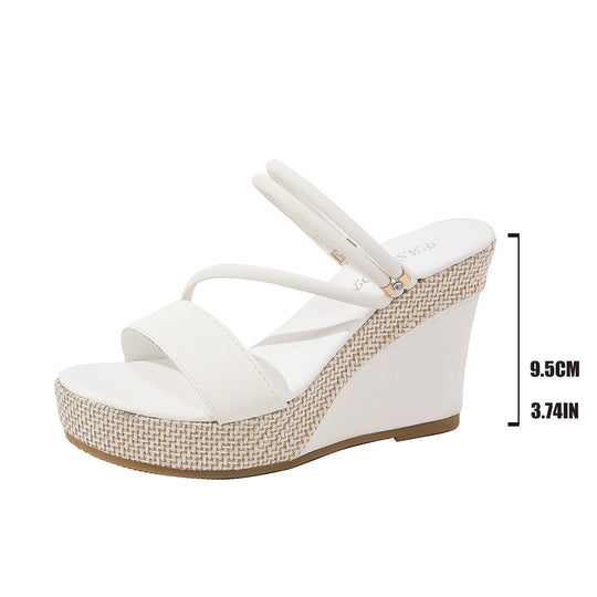 Damen Wedge-Pantoletten mit geflochtenem Riemendesign und komfortablem Fußbett R&B