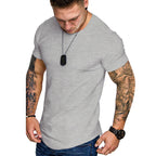 Herren figurbetontes Kurzarm-T-Shirt aus hochwertiger Baumwolle mit Rundhalsausschnitt und bequemen Schnitt R&B