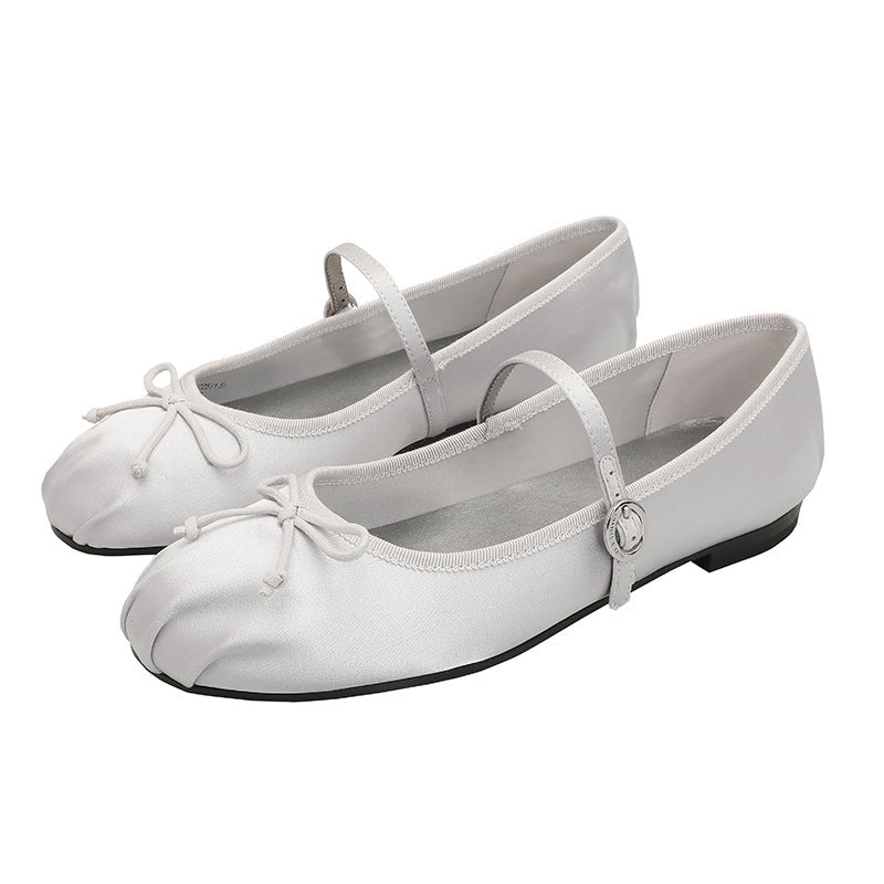 Damen Ballerinas mit verstellbarem Riemen und satinierter Oberfläche R&B