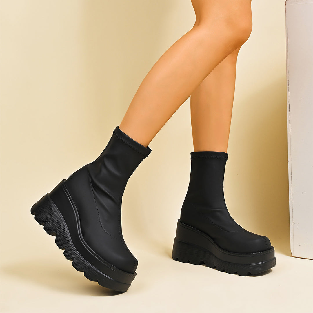 Damen High-Top Stiefeletten mit doppeltem Plateau R&B