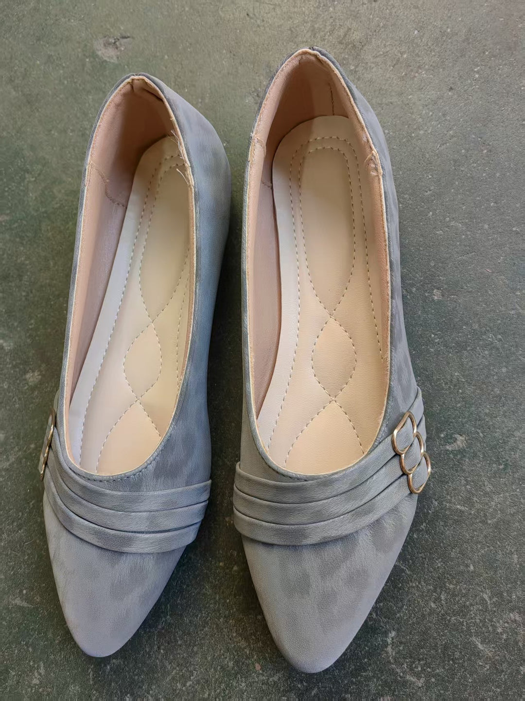 Damen elegante spitze Ballerinas mit dekorativem Schnallen-Design R&B