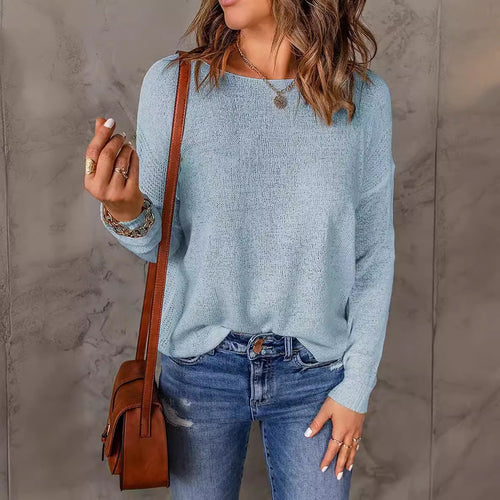 Damen Grober Strickpullover mit weitem Schnitt und dekorativem V-Ausschnitt R&B