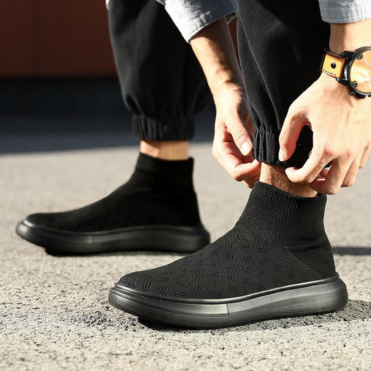 Damen Sneaker mit elastischem Strickobermaterial und rutschfester Sohle R&B