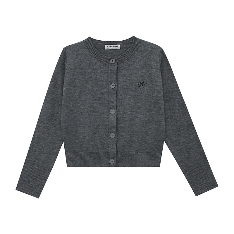 Damen Strickjacke mit feinem Rippenmuster und kontrastierenden Knopfdetails R&B