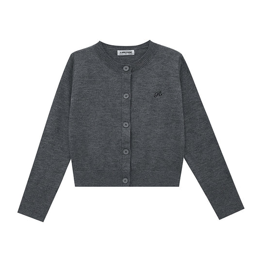 Damen Strickjacke mit feinem Rippenmuster und kontrastierenden Knopfdetails R&B