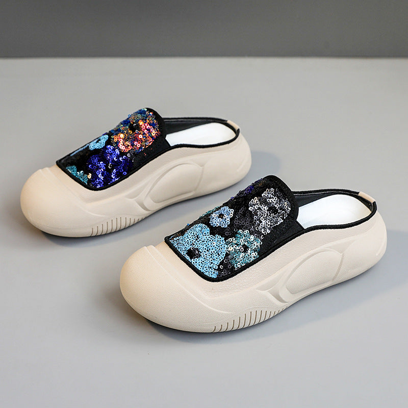 Damen modische Clogs mit schimmerndem Paillettenbesatz R&B