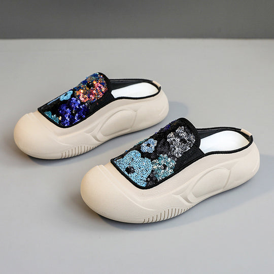 Damen modische Clogs mit schimmerndem Paillettenbesatz R&B