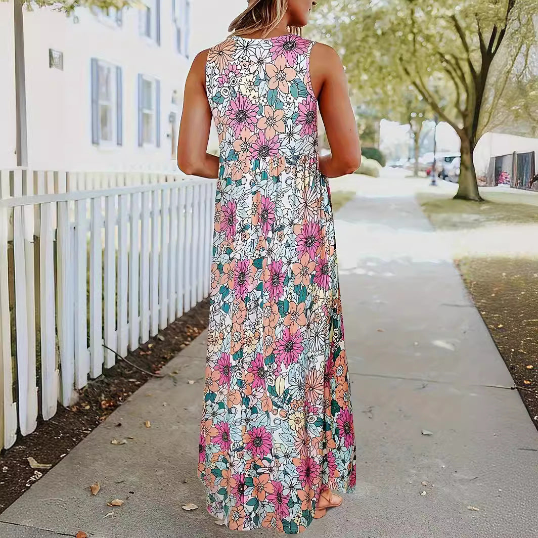 Damen Maxikleid mit floralem Muster und praktischen Taschen R&B