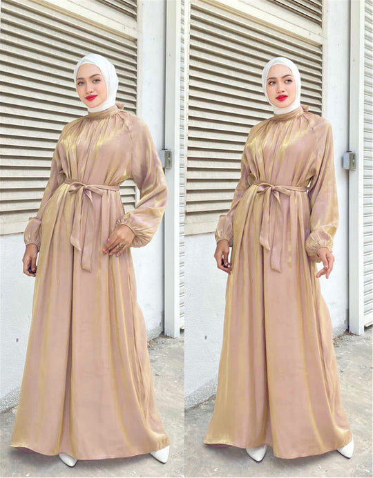 Damen Elegantes Langarmkleid mit Taillengürtel R&B