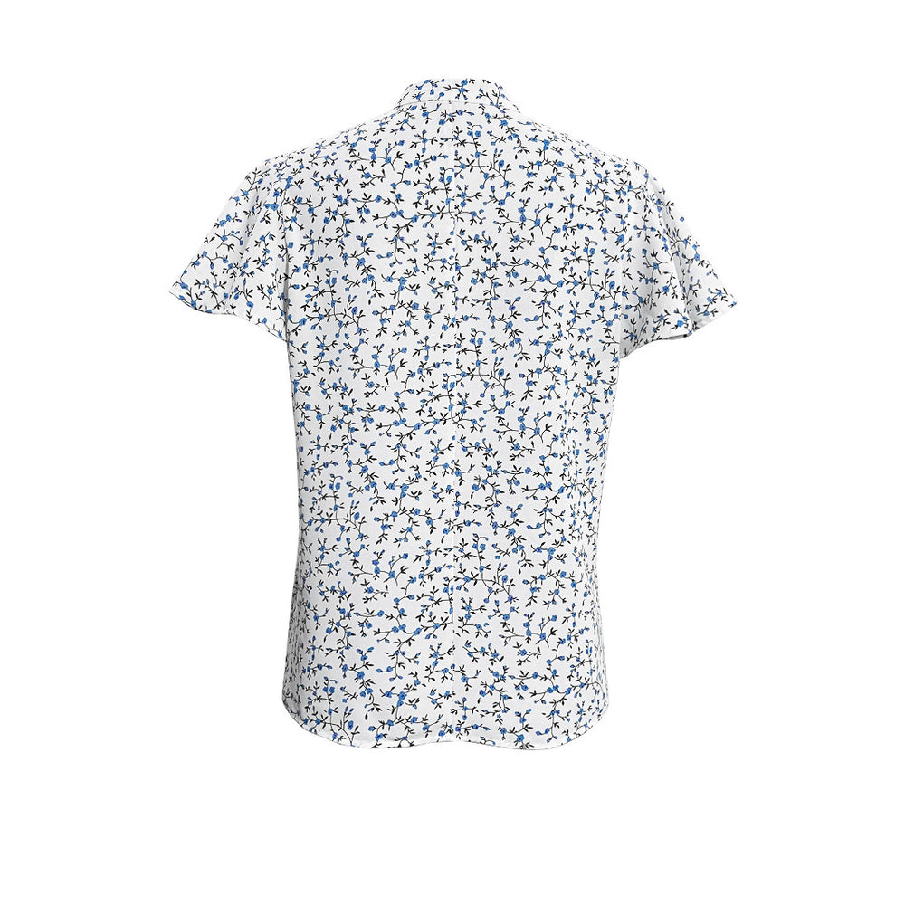 Damen Bluse mit floralem Muster und Rüschenärmeln R&B