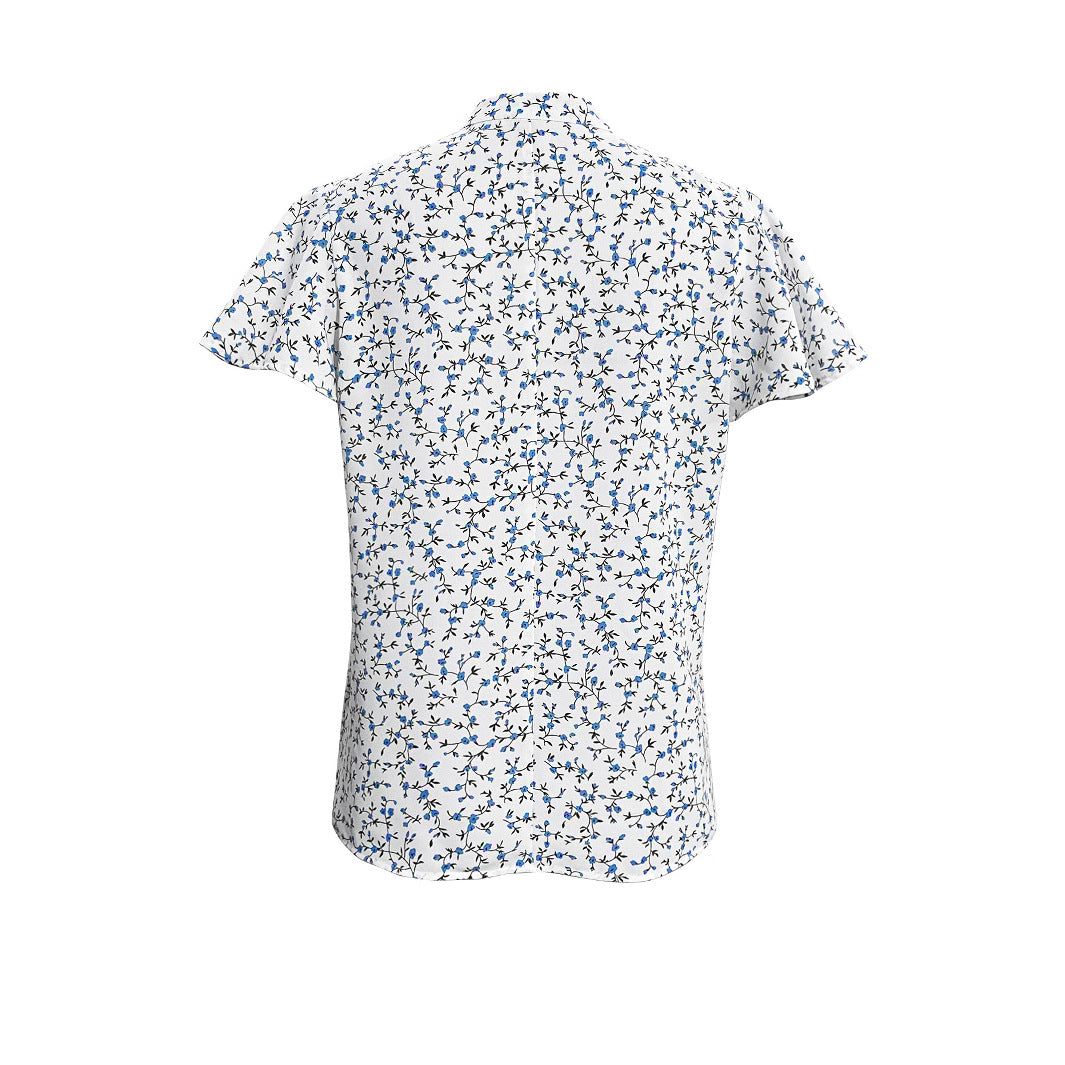 Damen Bluse mit floralem Muster und Rüschenärmeln R&B