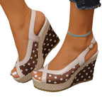 Damen Wedge-Sandalen mit verspieltem Punkte-Design und komfortablem Fußbett