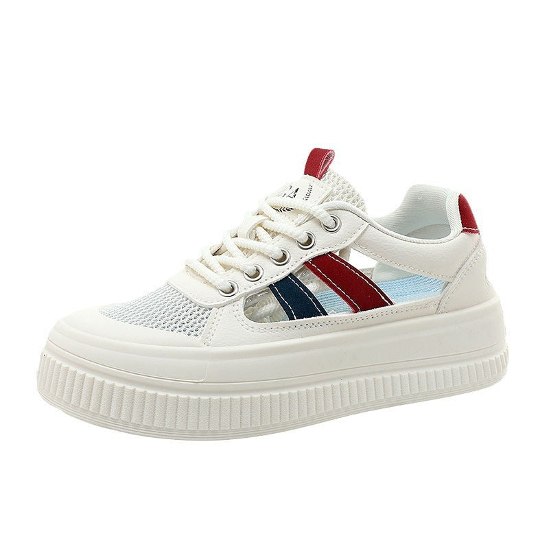 Damen Sportliche Plateau Sneakers mit atmungsaktiver Mesh-Konstruktion und rutschfester Laufsohle R&B