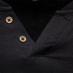 Herren nan tailliertes Langarmshirt im Henley-Stil mit kurzem V-Ausschnitt, Zierknöpfen und Brustleistentasche R&B