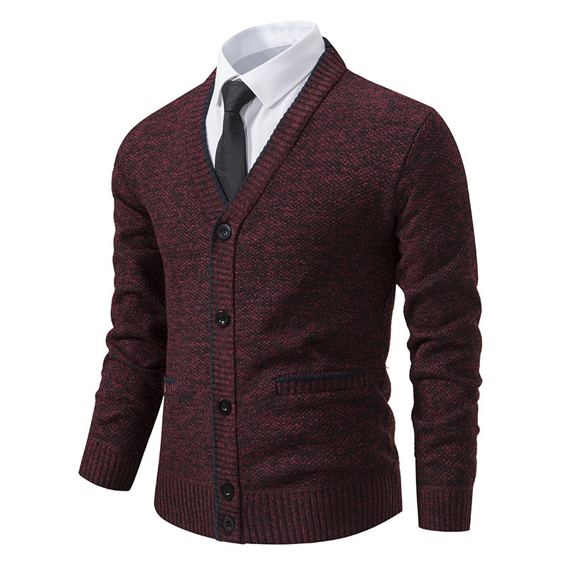 Herren Strickjacke mit V-Ausschnitt und eleganten Details R&B