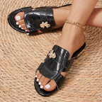 Damen elegante und komfortable Clogs mit goldenen Applikationen R&B